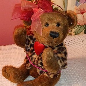 VINTAGE BROWN DAN DEE 6 1/2" SITTING TEDDY BEAR OF LOVE